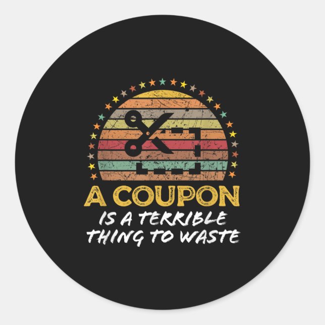 Sticker Rond Drôle Couponing, Coupon Clipper Citation Économiqu (Devant)