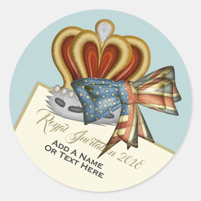 Sticker Rond Drôle Couronne Mariage royale (Devant)
