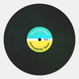 Sticker Rond Drôle couverture musicale couverture vinyle plaque