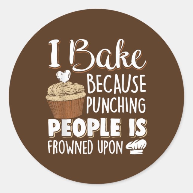 Sticker Rond Drôle cupcake boulanger mot art (Devant)