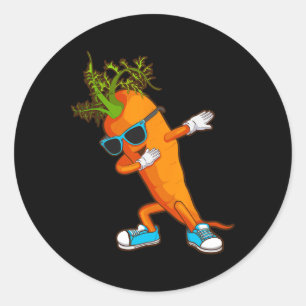 Sticker Rond Drôle Dabbing Carott Cadeau Cute Vegetable Adulte 