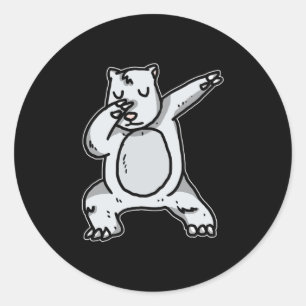 Sticker Rond Drôle Dabbing Ours Polaire Danser Ours Blanc Cadea