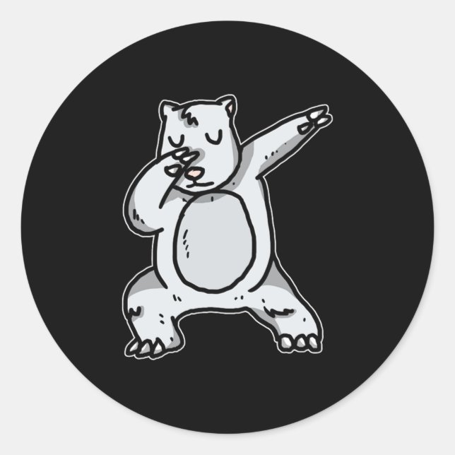 Sticker Rond Drôle Dabbing Ours Polaire Danser Ours Blanc Cadea (Devant)