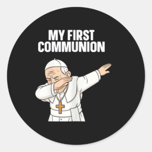 Sticker Rond Drôle Dabbing Pape Mon premier cadeau de communion