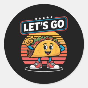 Sticker Rond Drôle Dabbing Taco Allons-y Trump poulets Retro S
