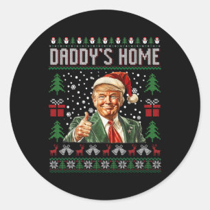 Sticker Rond Drôle Daddy's Home Trump laide pull de Noël Xm