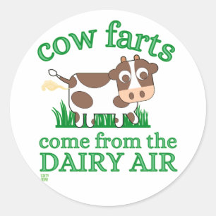 Sticker Rond drôle d'autocollant rond "COW FARTS..."