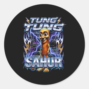 Sticker Rond Drôle de Brainrot italien Tung Tung Tung Sahur