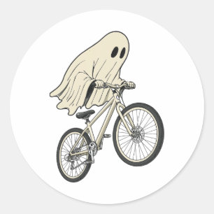Sticker Rond Drôle de fantôme d'Halloween à vélo VTT