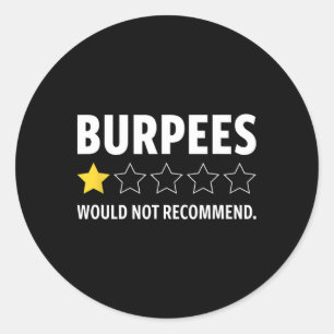 Sticker Rond Drôle de gym Fitness Burpees Bodybuilding Haltérop