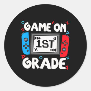 Sticker Rond Drôle de jeu de gamer Game On 1ère année Ck pour l