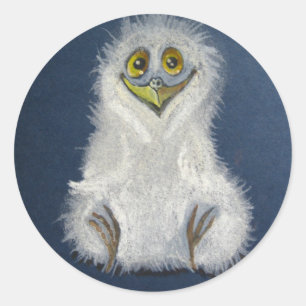 Sticker Rond Drôle de la chouette - bébé oiseau