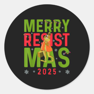 Sticker Rond Drôle de Noël Joyeux Resistmas 2025 Portland Greno