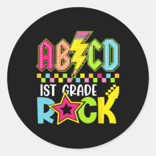 Sticker Rond Drôle de retour à l'école éclair 1ère année Rock