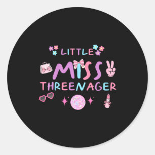 Sticker Rond Drôle de trois ans joyeux 3ème anniversaire fête 3
