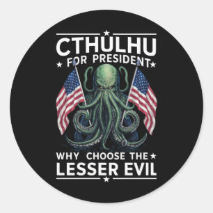 Sticker Rond Drôle d'élection 2024 Cthulhu pour président
