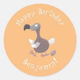 Sticker Rond Drôle dessin animé d'oiseau de dodo