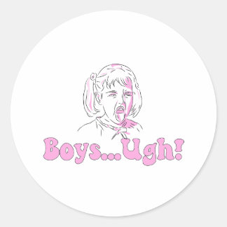 Sticker Rond Drôle dessin animé mème de fille - "garçons...ough