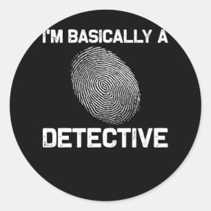 Sticker Rond Drôle détective d'enquête criminelle dramatique