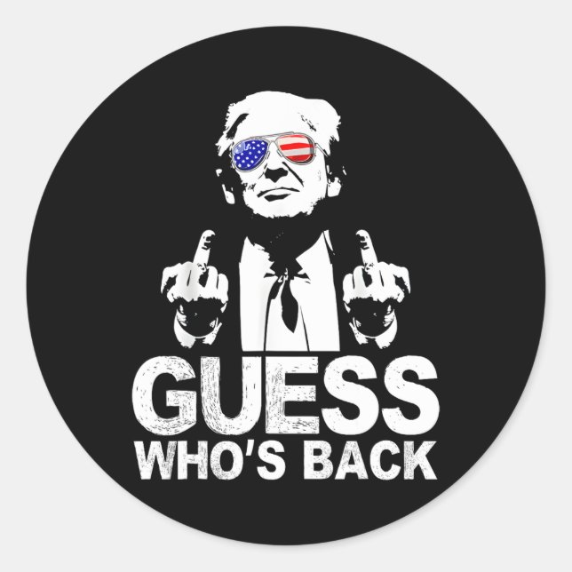Sticker Rond Drôle Devinez qui est derrière le président Donald (Devant)