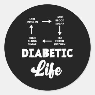 Sticker Rond Drôle Diabétique Type 1 Diabète T1d Diabète