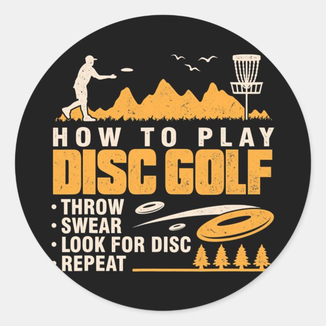 Sticker Rond Drôle Disque Golf Hommes Femmes Disque Rétro Vinta (Devant)