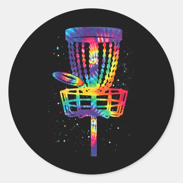 Sticker Rond Drôle Disque Golf Tie Dye Disque Golf Pour (Devant)
