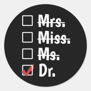 Sticker Rond Drôle Docteur Graduation Honorific Titres Liste