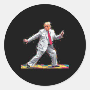 Sticker Rond Drôle Donald Trump Disco Dancing 60s les années 70