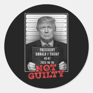 Sticker Rond Drôle Donald Trump Pas Coupable Tiré De Mug, Libre