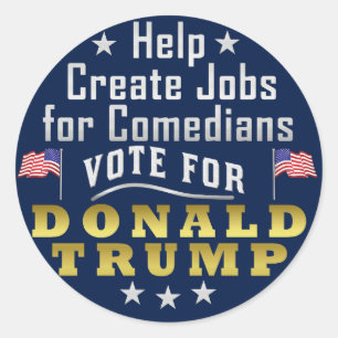 Sticker Rond Drôle Donald Trump pour les comédiens