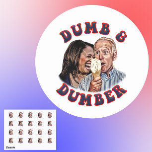 Sticker Rond Drôle Dumb et Dumber Biden Harris Dessin