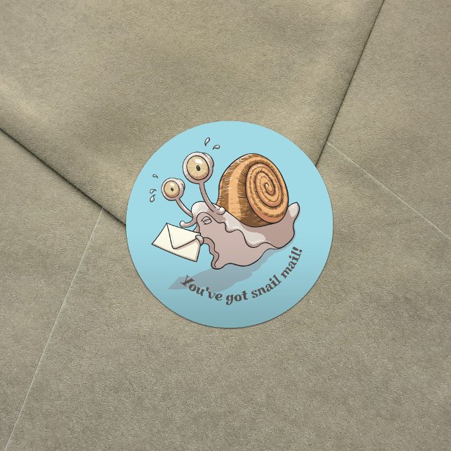 Sticker Rond Drôle escargot Vous avez un escargot Mail mignon d (Créateur téléchargé)