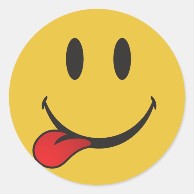 Sticker Rond Drôle et mignon Sticking hors langue Emoji (Devant)