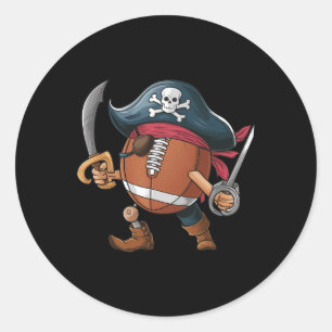 Sticker Rond Drôle Footbyll Pirate Halloween Hommes Femmes Enfa