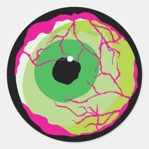 Sticker Rond Drôle Funky Scary mignonne Éffrayant Zombie Eyebal