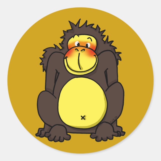Sticker Rond Drôle gorille timide (Devant)
