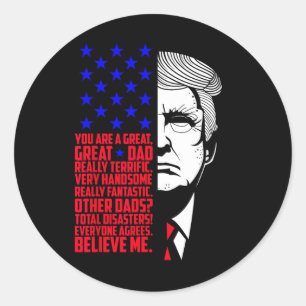 Sticker Rond Drôle Grand Papa Donald Trump Fête des pères Cadea