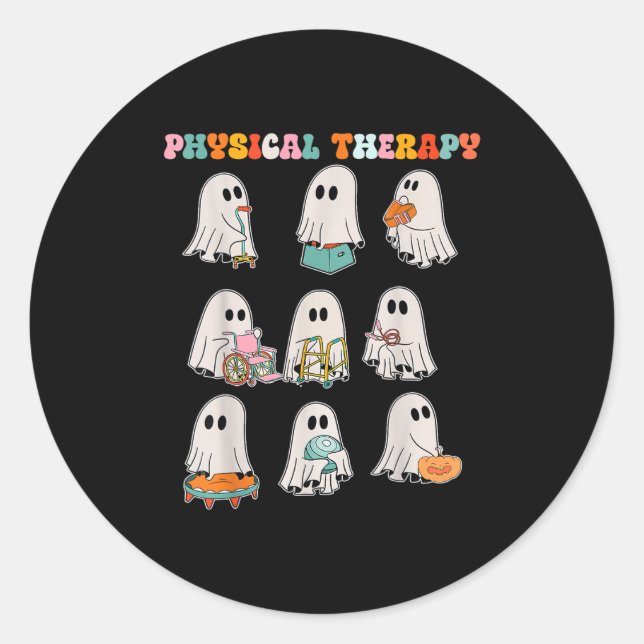 Sticker Rond Drôle Halloween Ghost Physiothérapie Pt Physique (Devant)