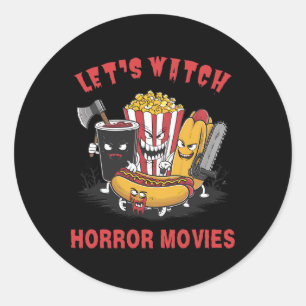Sticker Rond Drôle Halloween Regardons Horreur Films Femmes Me