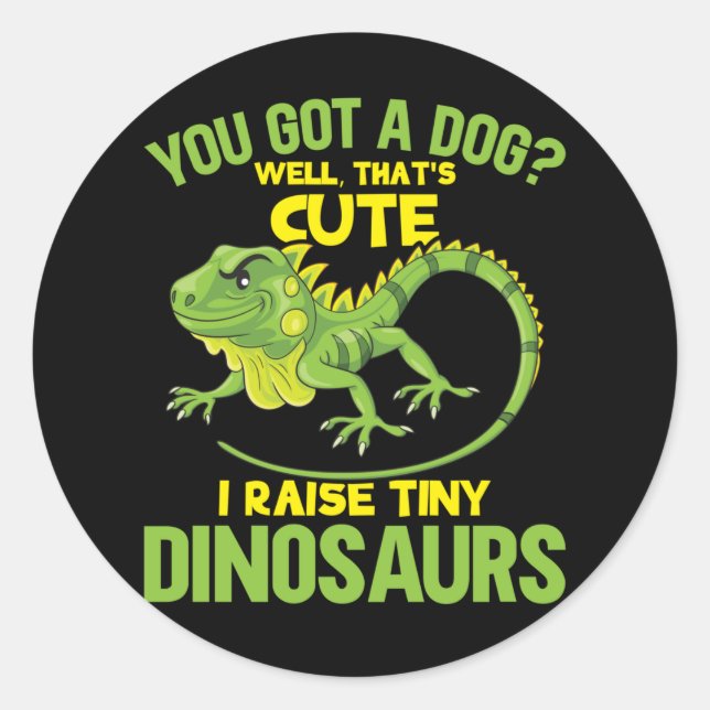 Sticker Rond Drôle Iguana plaisanter Dinosaures Lizard Reptile  (Devant)