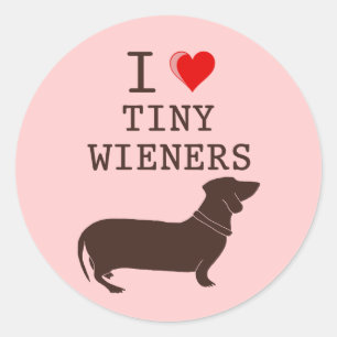Sticker Rond Drôle J'adore le teckel Wiener miniature