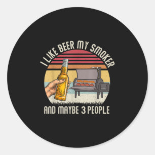 Sticker Rond Drôle J'Aime Bière Mon Fumeur Et Peut-Être 3 Perso