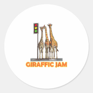 Sticker Rond Drôle Jam de la Giraffe de Pun