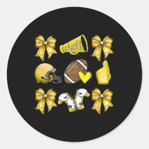 Sticker Rond Drôle Jaune Cheer Coquette Football Maman Femmes G