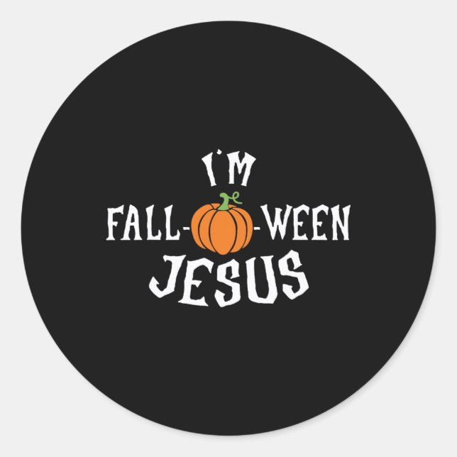 Sticker Rond Drôle Je suis Citrouille d'automne de Jésus Hallow (Devant)