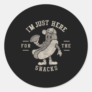 Sticker Rond Drôle je suis juste ici pour les snacks Hotdog Foo