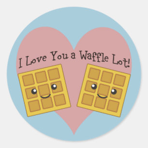 Sticker Rond Drôle Je T'Aime Une gaufre Beaucoup mignonne gaufr