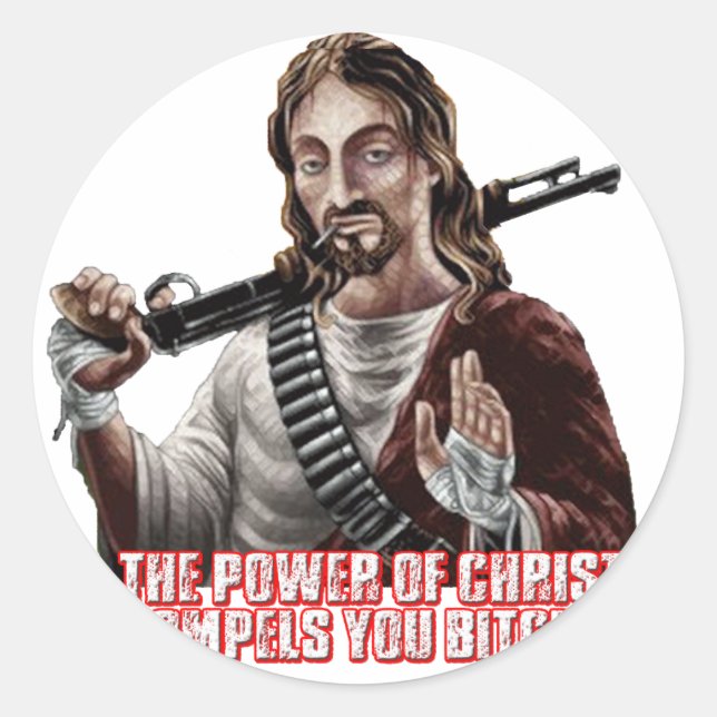 Sticker Rond Drôle jésus (Devant)