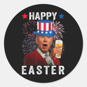 Sticker Rond Drôle Joe Biden a confondu Happy Pâques pour la 4è